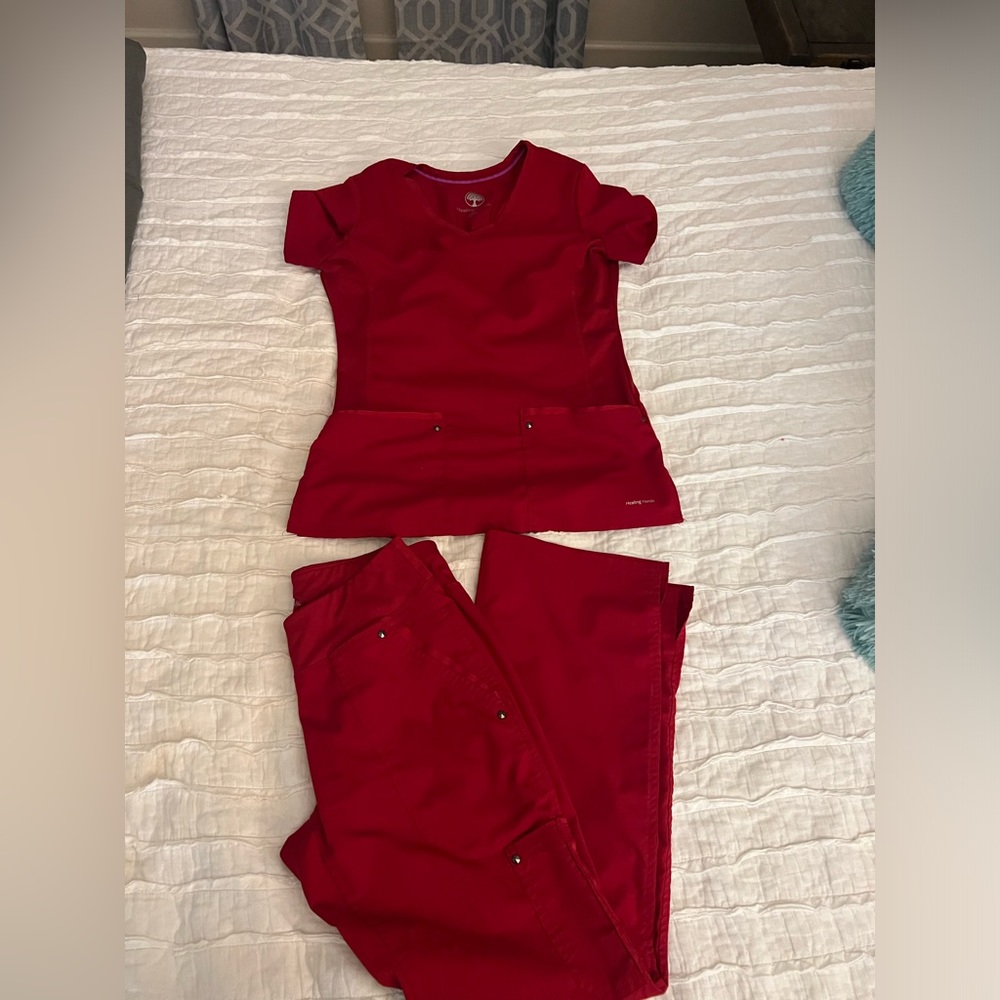 Healing Hands Vibrant Red Scrub Ensemble